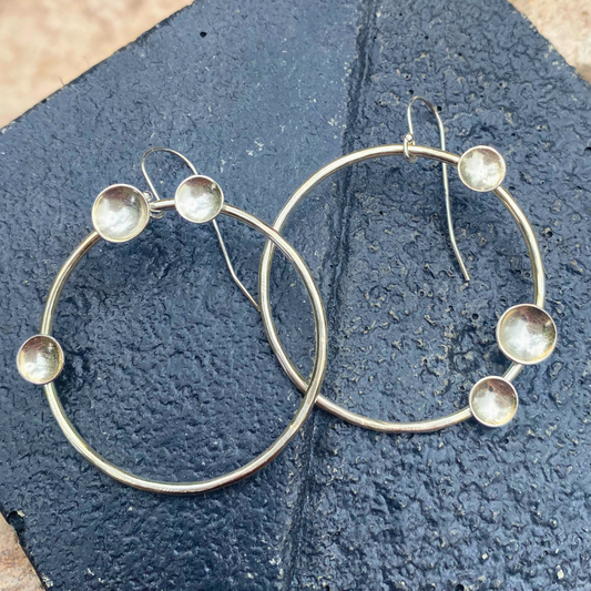 Sterling Silver Moon Disk Earrings