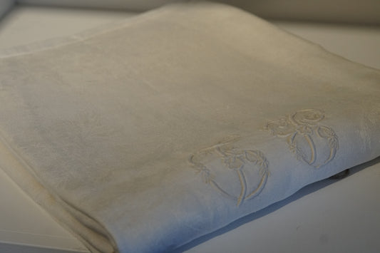 Set of 2 Standard Antique Linen "BD" Embroidered Pillow Cases