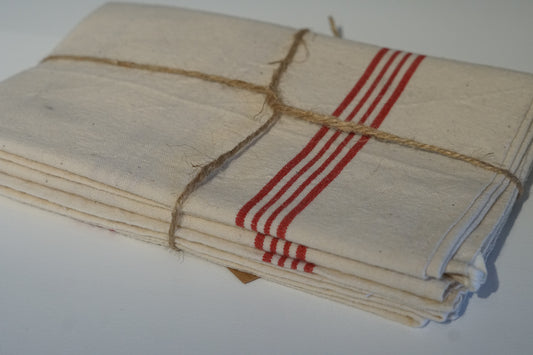 Set of 2 Red Striped Tea Towels