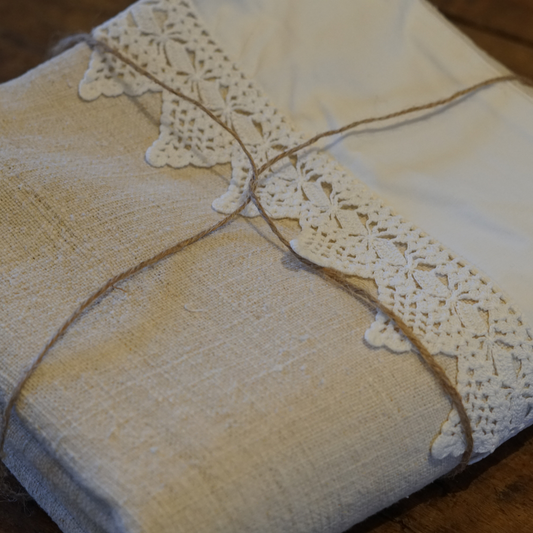 Lace and Linen Flax Pillow Case