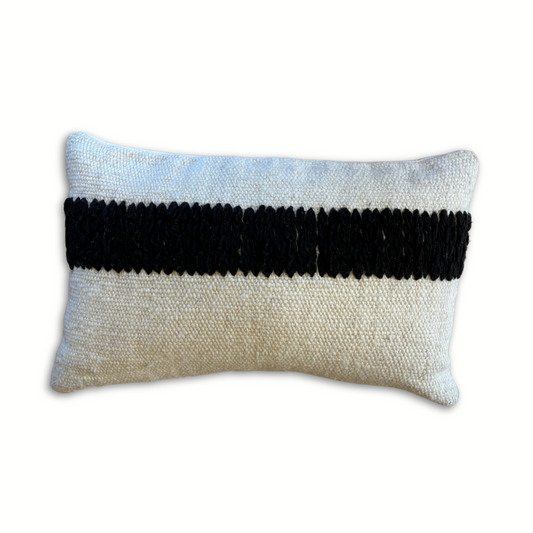 Makun Black & White Chain Stitch Pillow