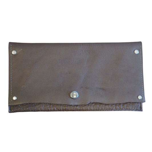 Brown Textured Leather Checkbook Wallet