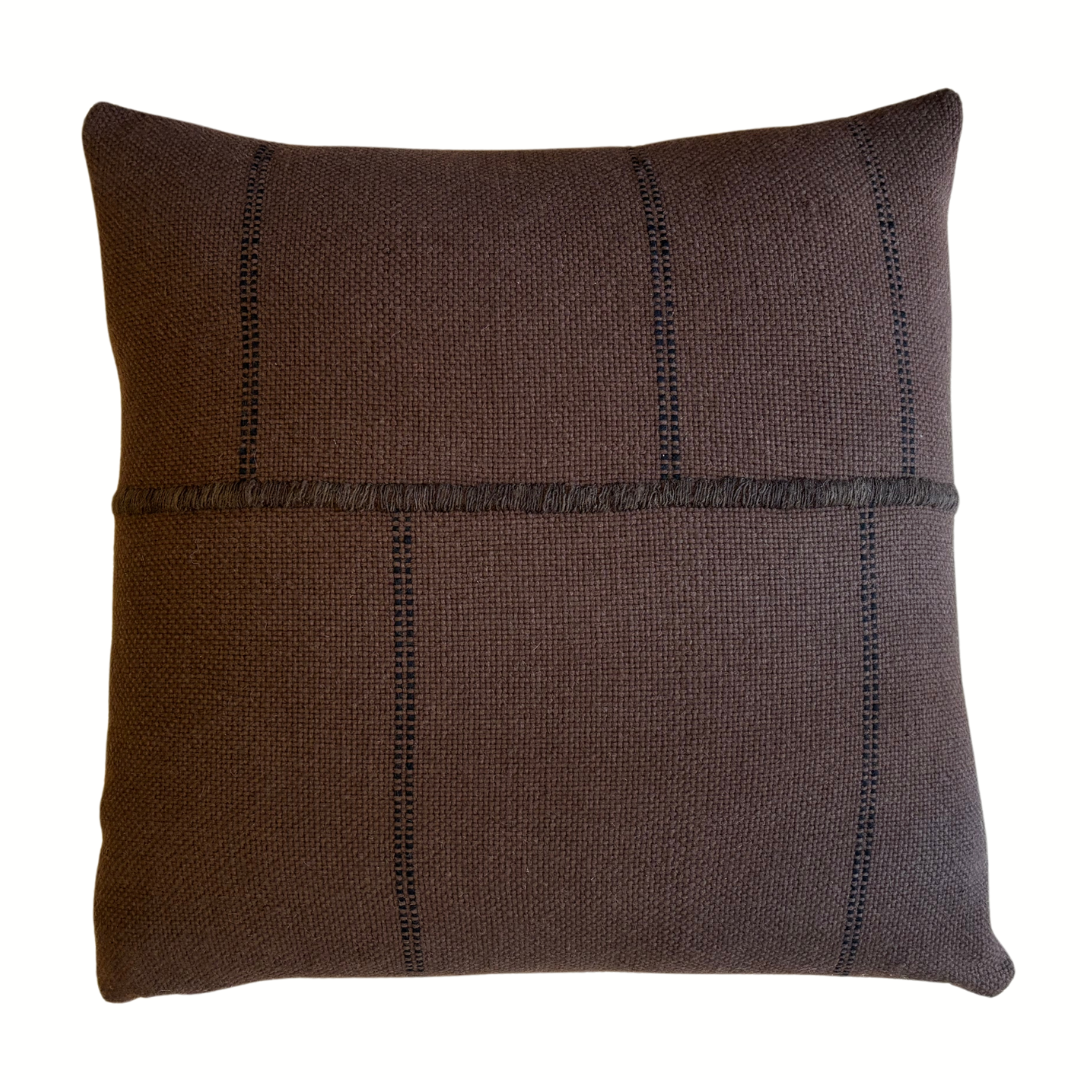 Makun Brown & Black Stripe Stitch Pillow