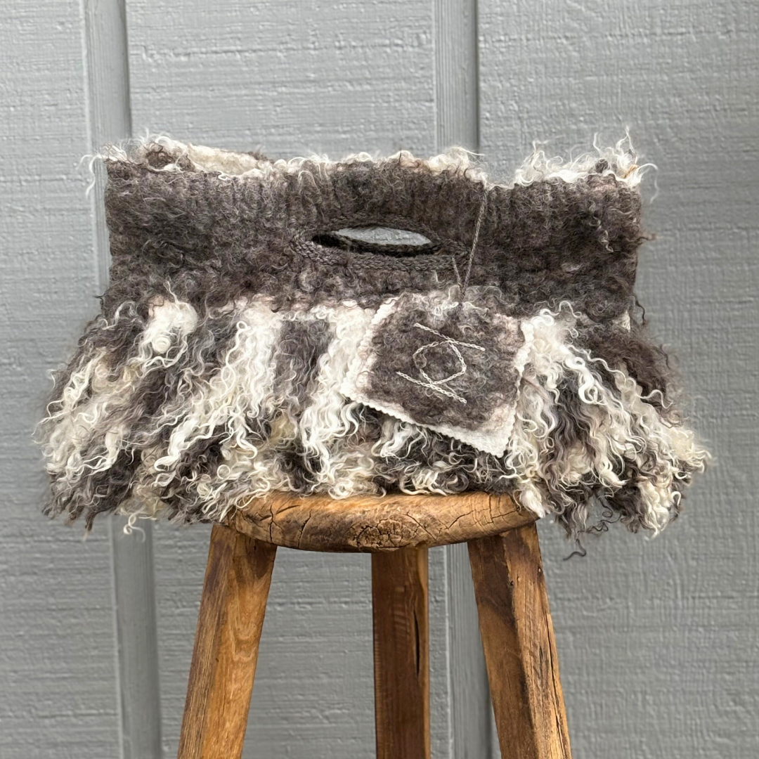 Luster Grey + White Agora Goat Wool Felt Tote