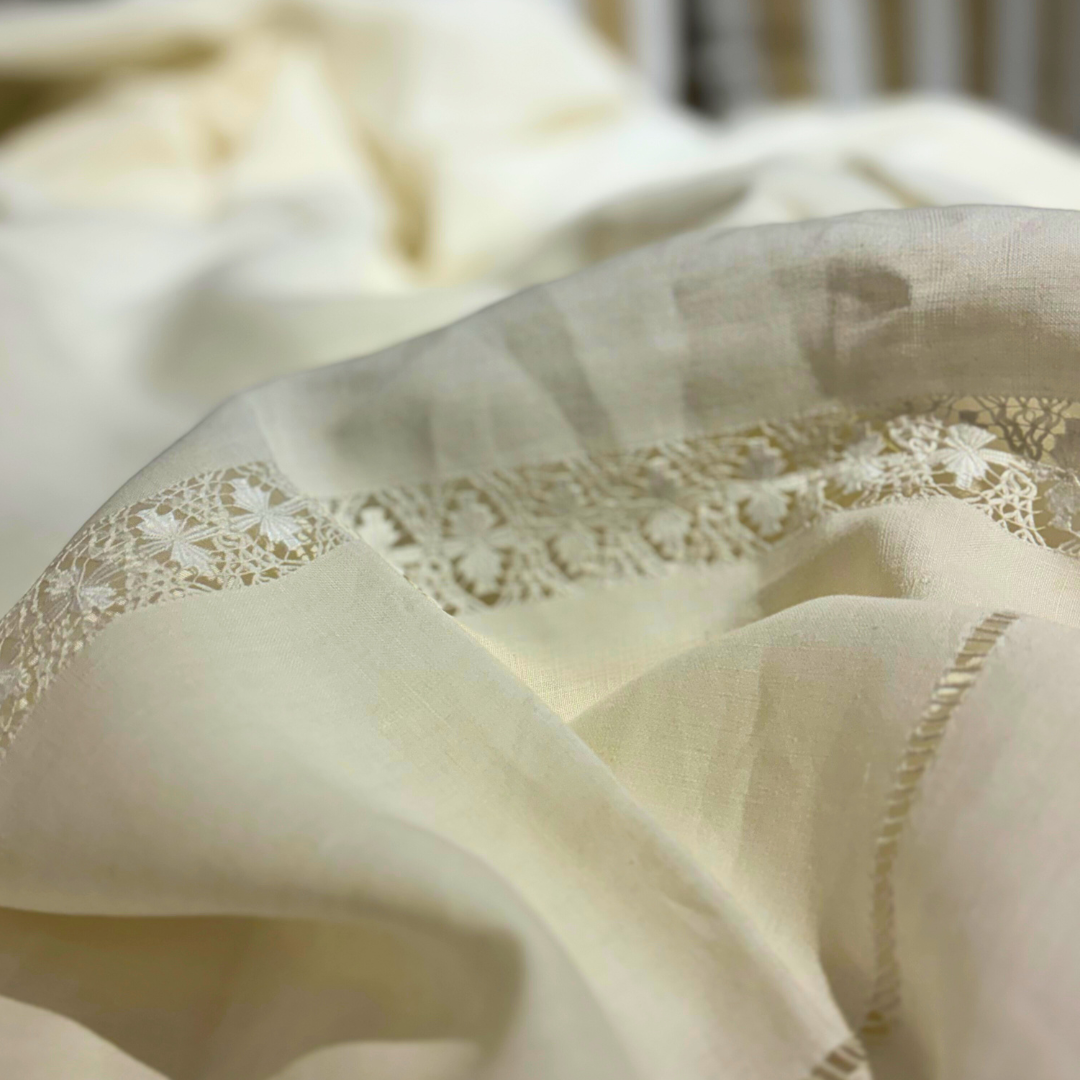 Lace Border Antique Linen Sheet