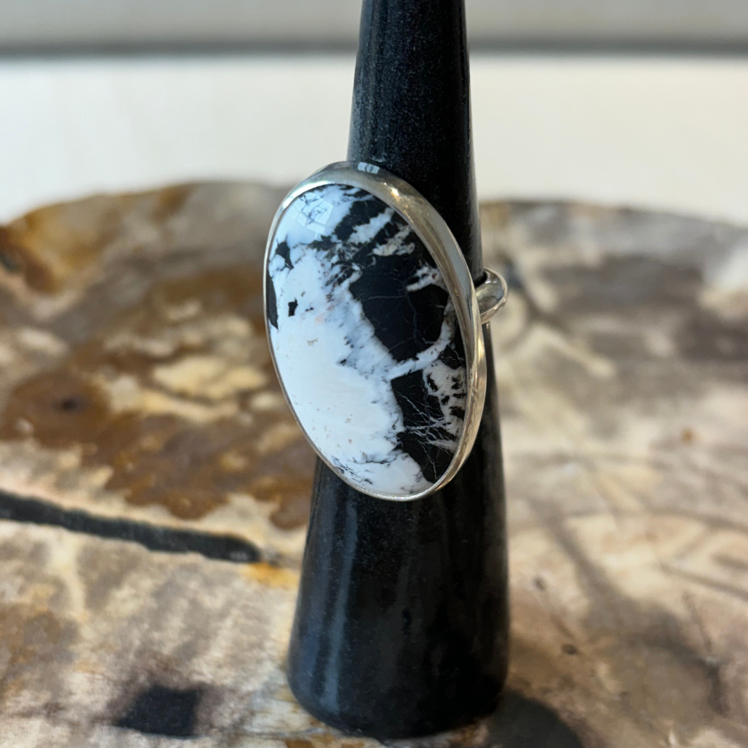 Midnight Marble White Buffalo Ring