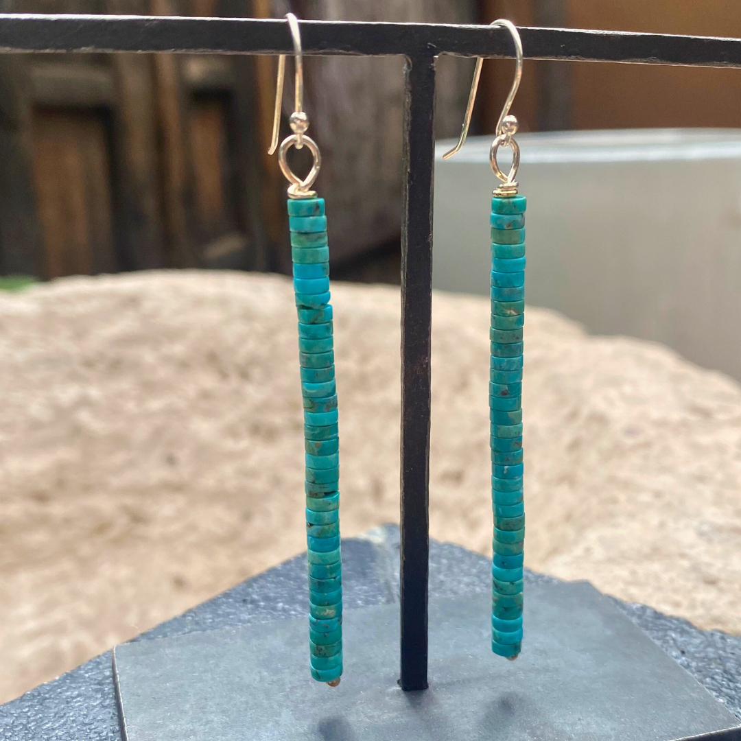 Kingman Turquoise Stacked Column Earrings