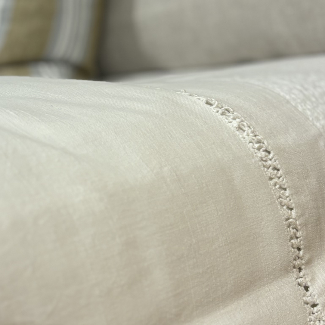 Vintage French Heavy "P" Embroidered Bed Sheet