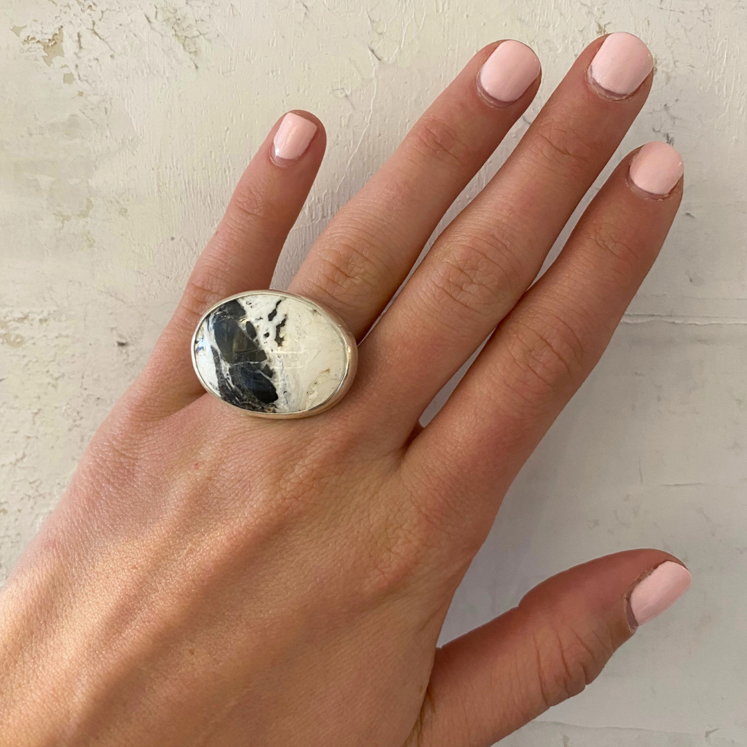 Sterling Silver White Buffalo Ring