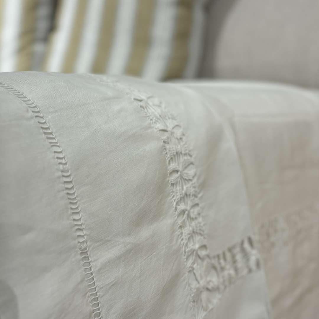 Vintage Embroidered "ER" Bed Sheet