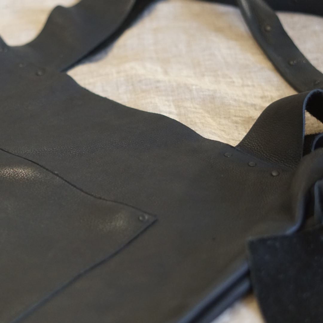 "GJ" Black Leather Tote