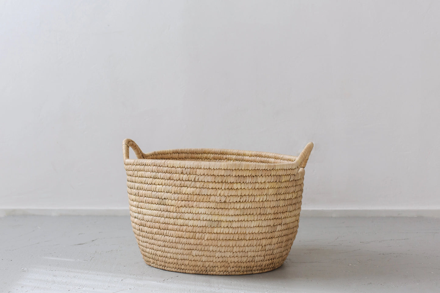Low Large Palm Leaf Oval Laundry Basket