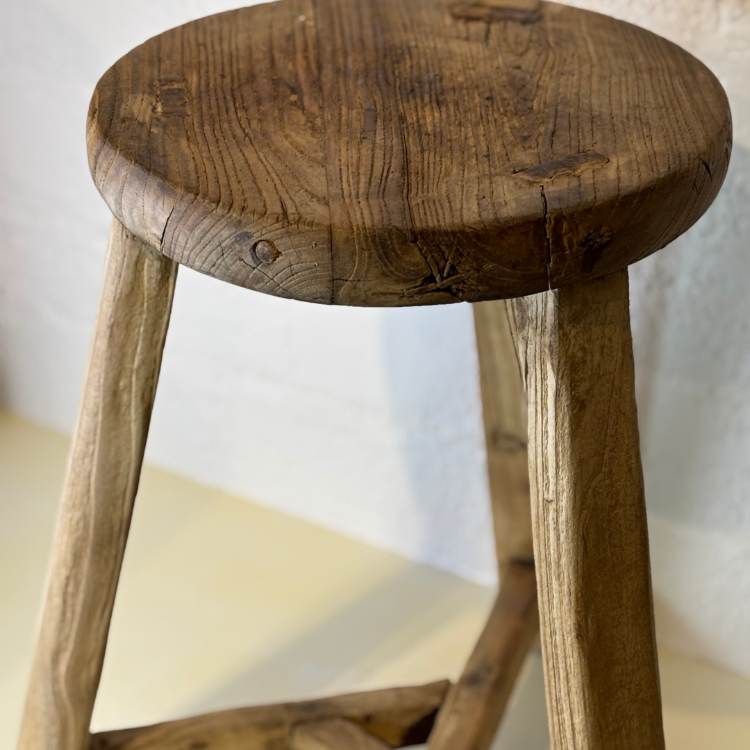 Elm Wood Round Stool