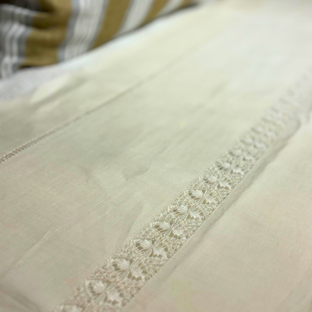 Lace Border Antique Linen Sheet