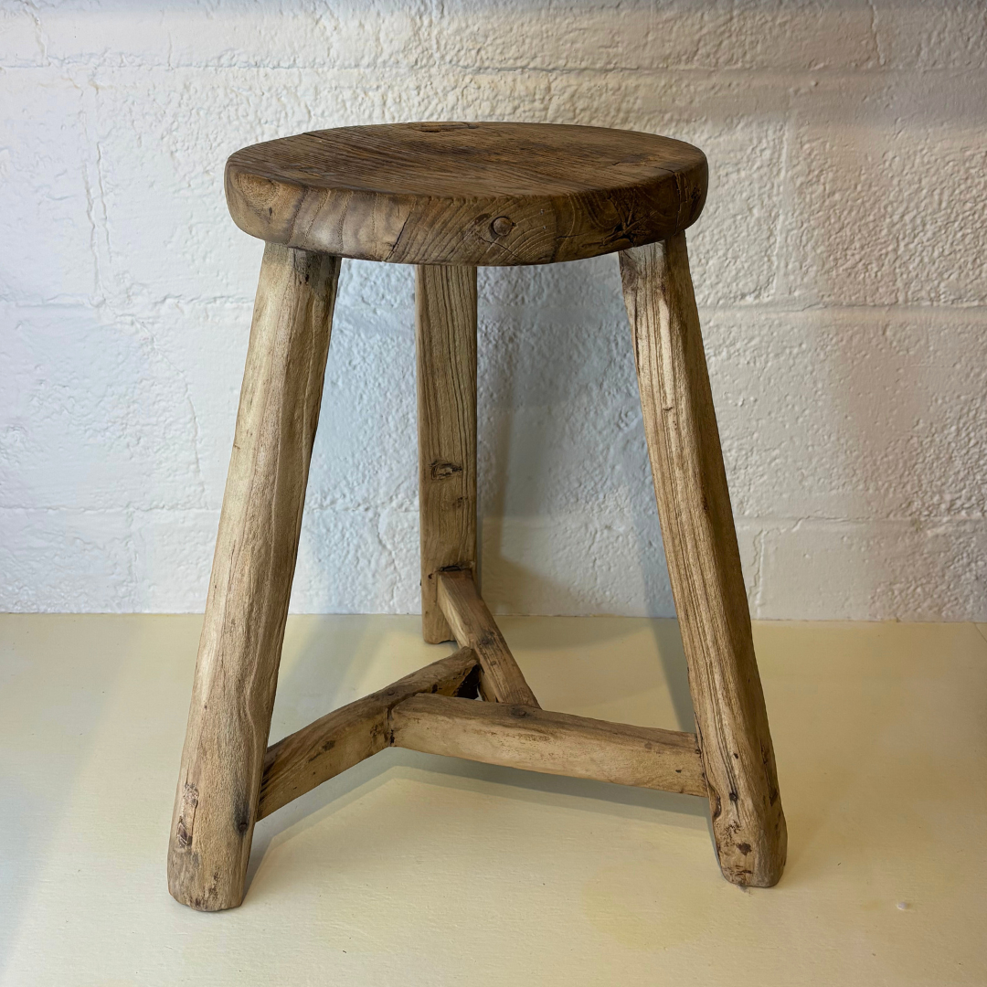 Elm Wood Round Stool