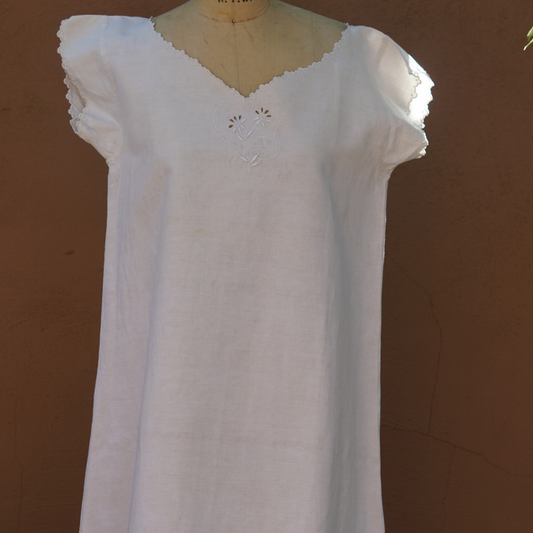 AF Embroidered Floral Linen Nightgown