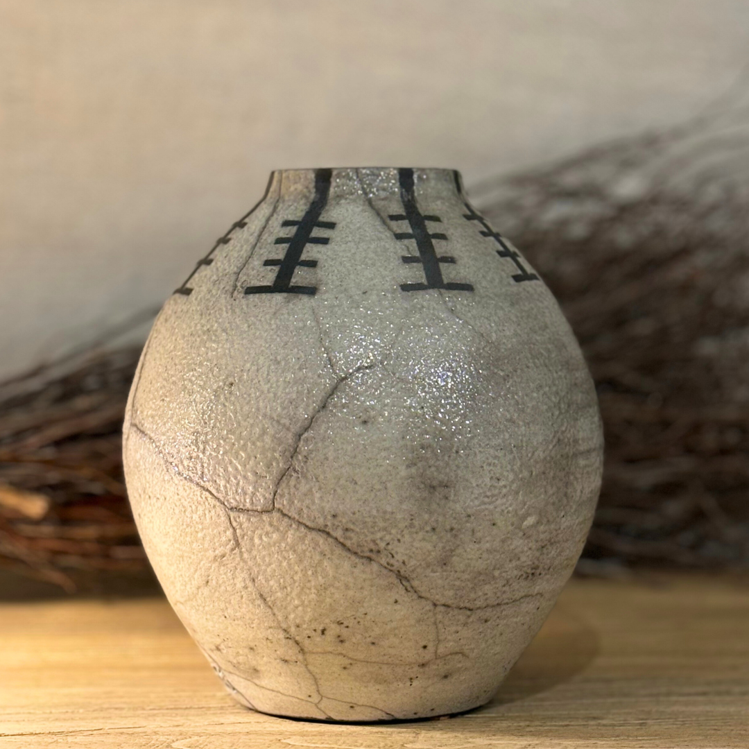 Raku Stitched Pot