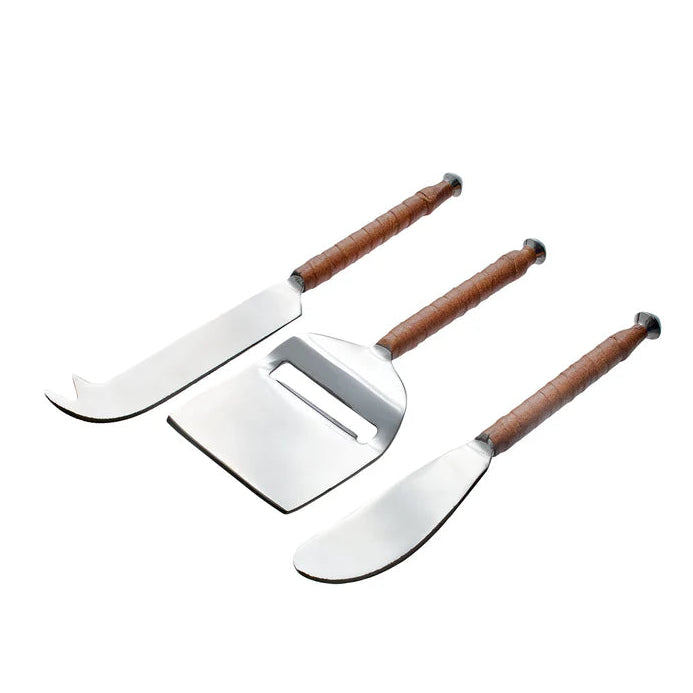 Stainless Steel & Leather Cheese Knives (Set of 3)