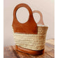 Leather Trim Herringbone, Round Handle