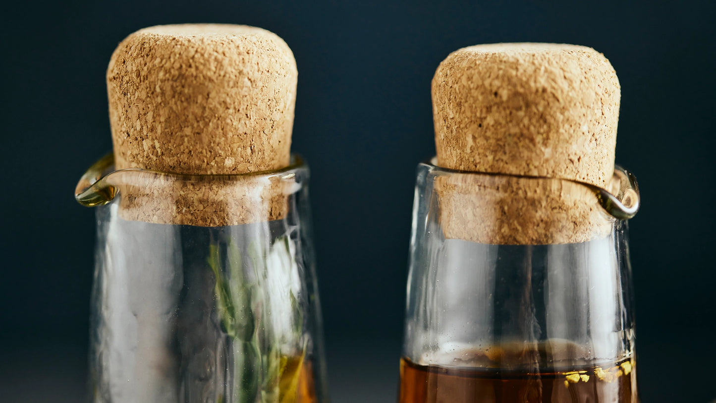Corked Pebbled Small Carafe - Set of 2