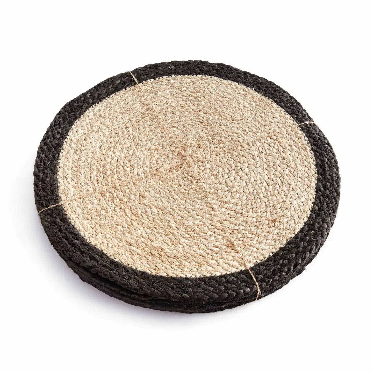 Natural Black Round Jute Placemats (Set of 8)