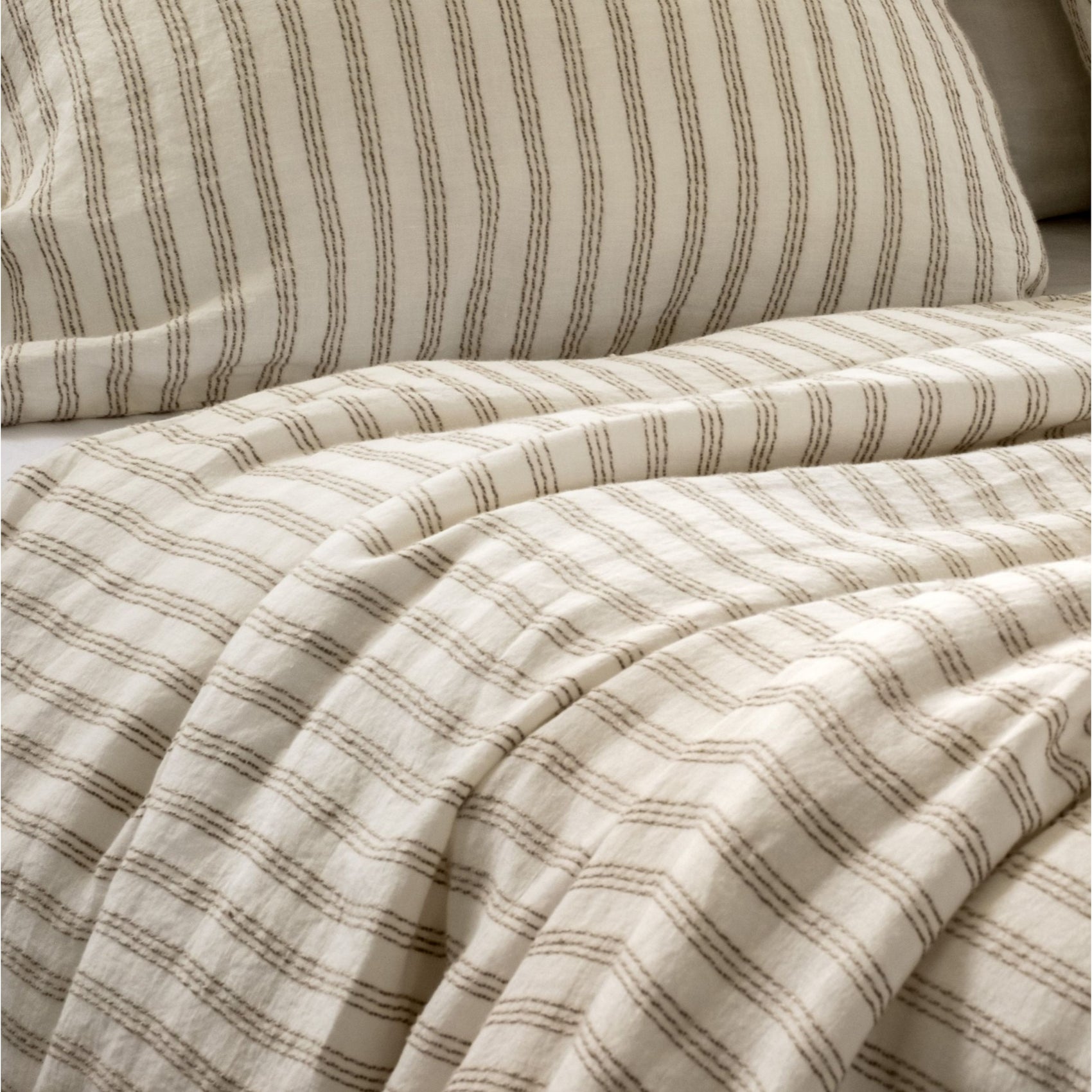 Natural Stripe Linen Flat Sheet