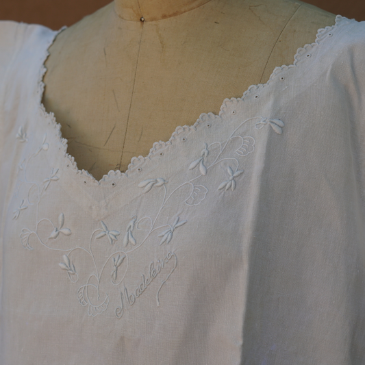 Madeline Embroidered Linen Nightgown