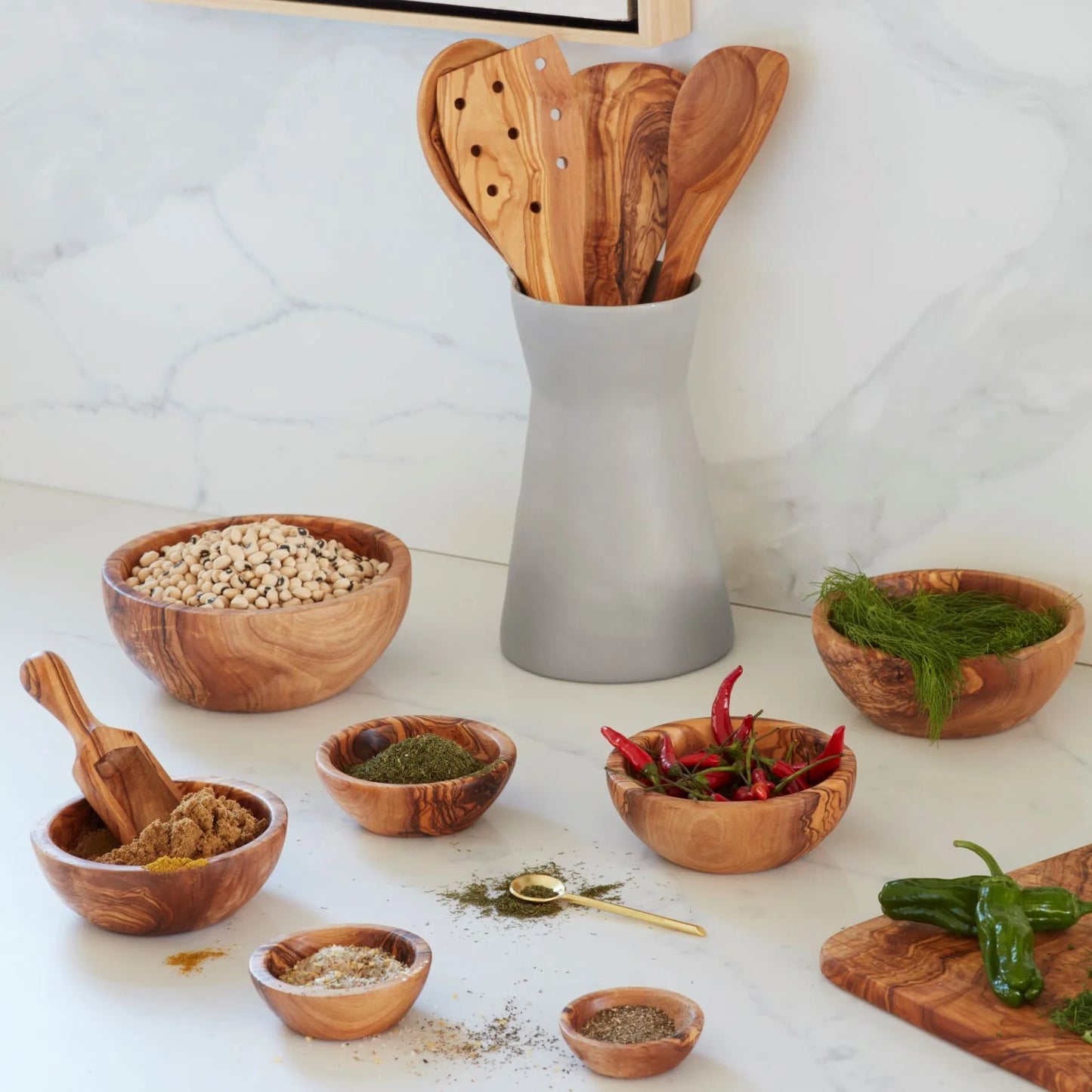 Set of 3 Olive Wood Nesting Bowls