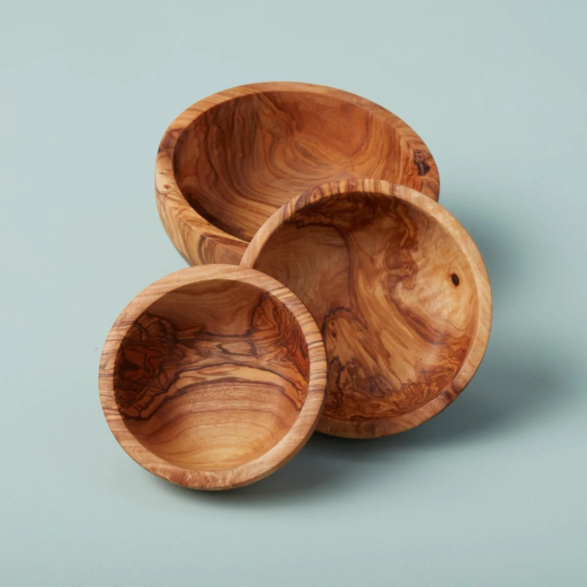 Set of 3 Olive Wood Nesting Bowls