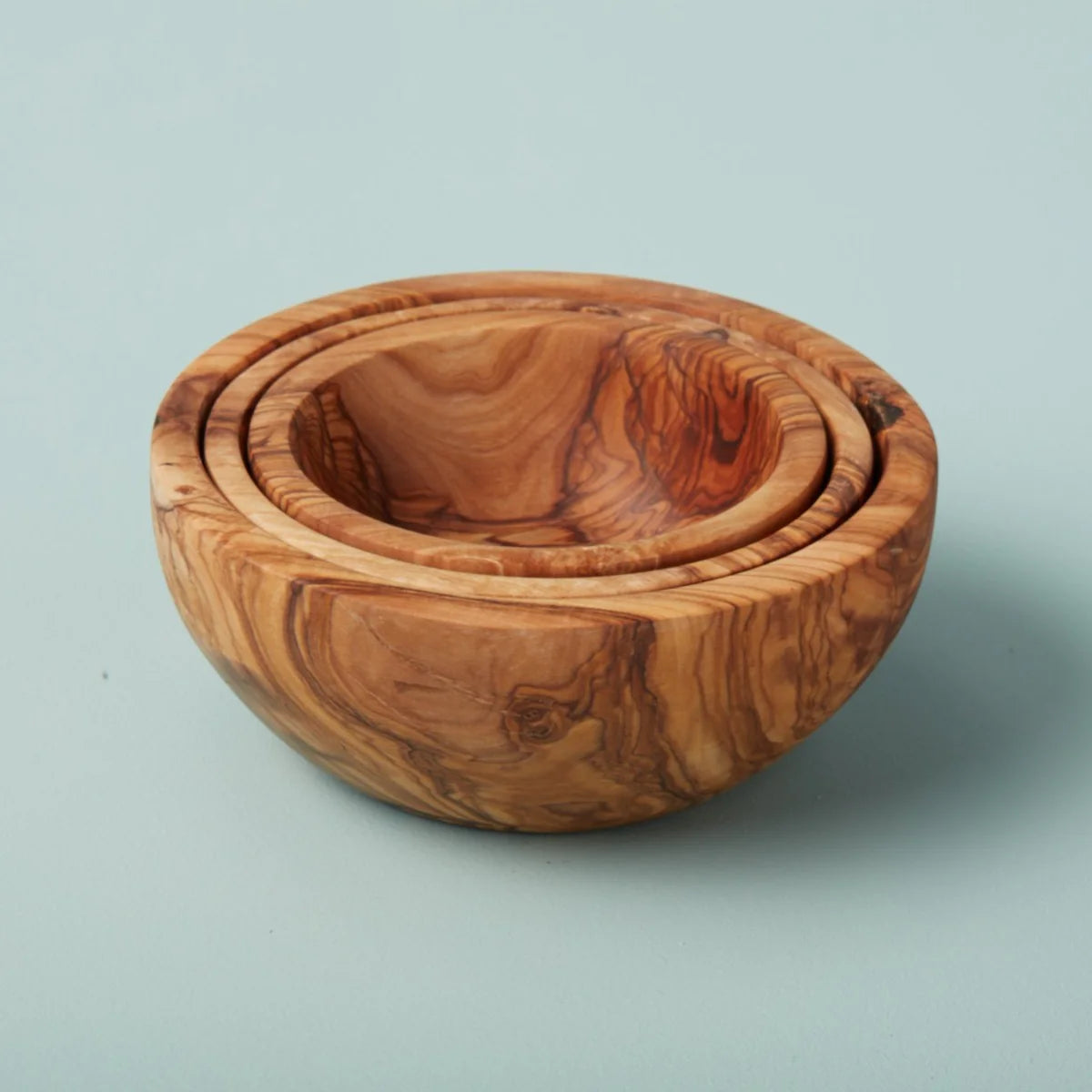 Set of 3 Olive Wood Nesting Bowls