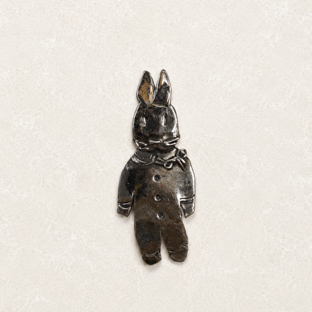 White Bronze Bunny Pin