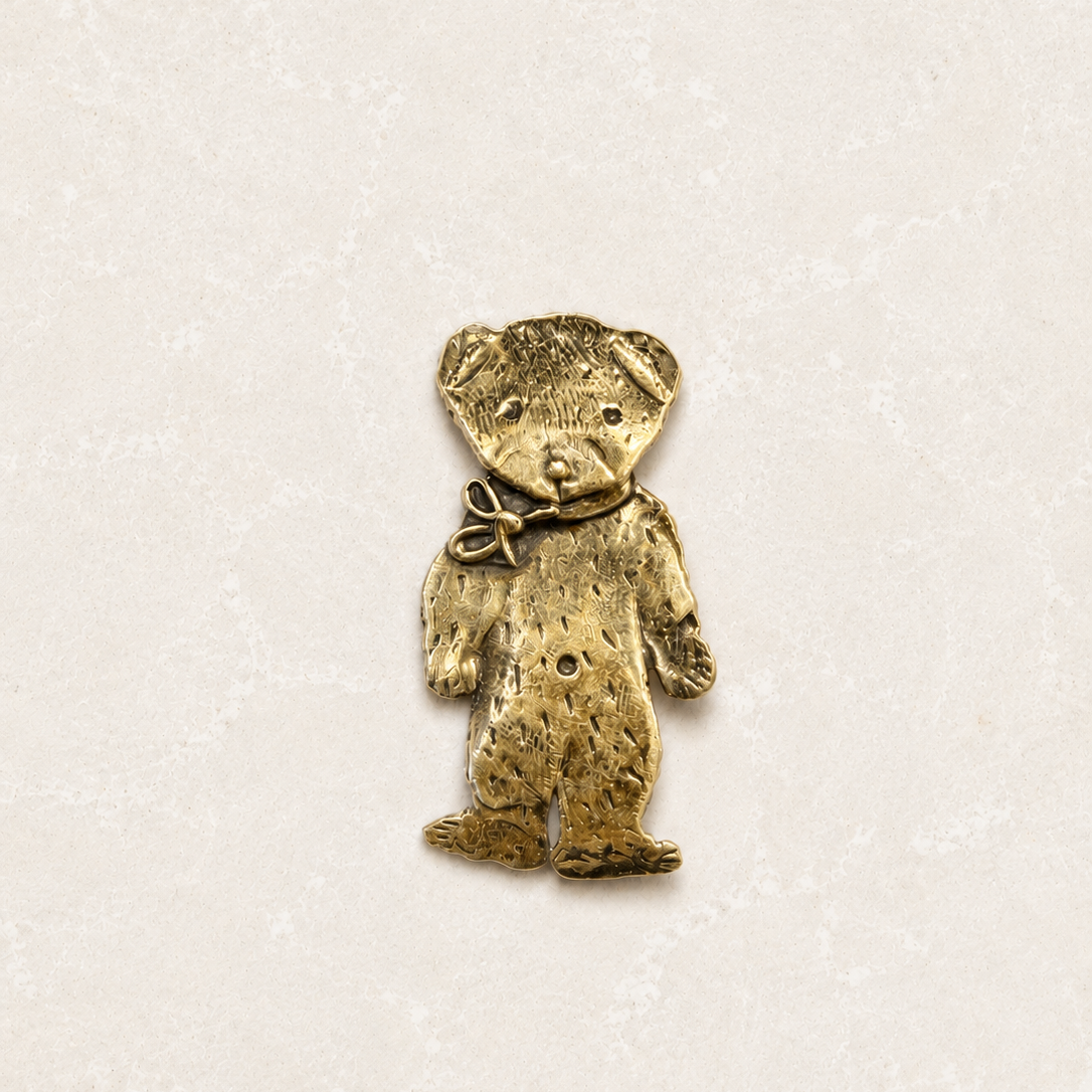Teddy Bear Yellow Bronze Pin