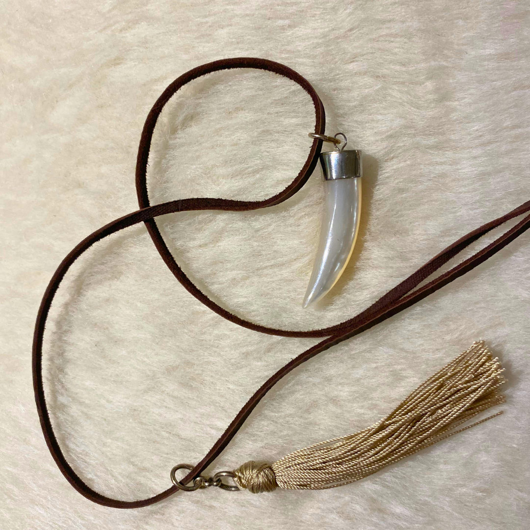 M.O.P. Horn Charm Amulet Tassel Necklace