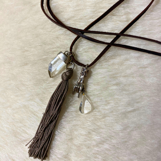 Sterling Charm Amulet Tassel Necklace