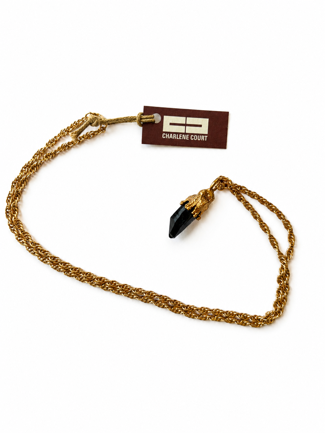 Vintage Gold Plated Mini Black Quartz Necklace