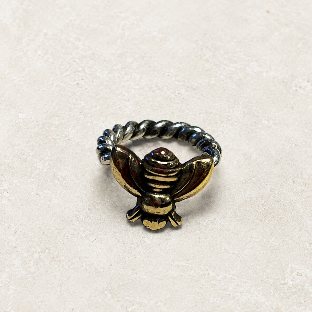 Silver and Bronze Bee Ring