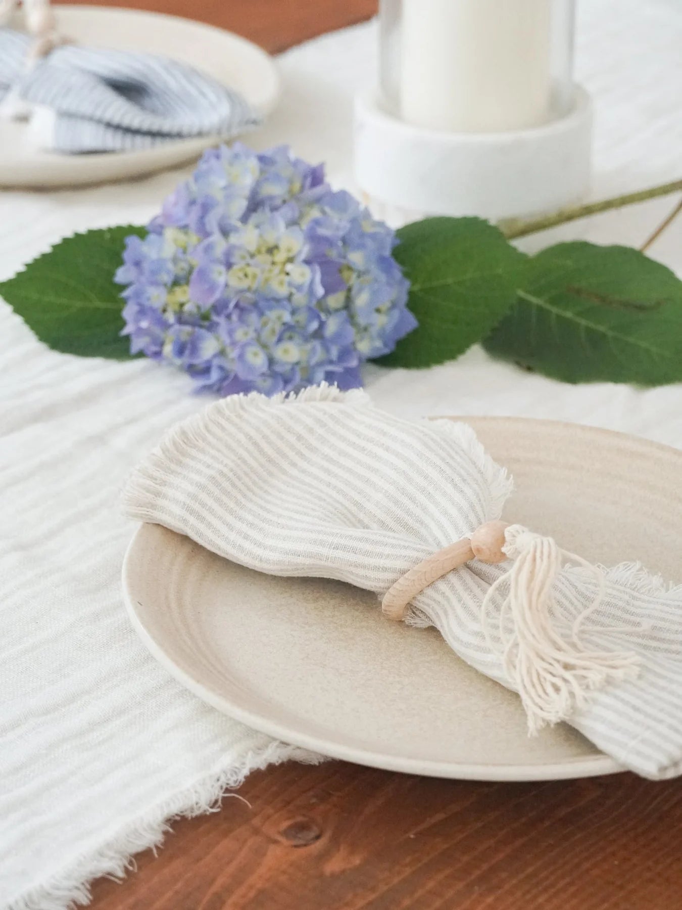 So Soft Beige Pinstripe Napkin Set