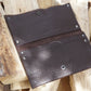 Brown Textured Leather Checkbook Wallet
