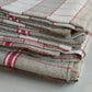 Set of 6 Tan and Red Linen Napkins