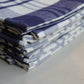 Set of 5 Blue and White Cotton French Checkered Towels