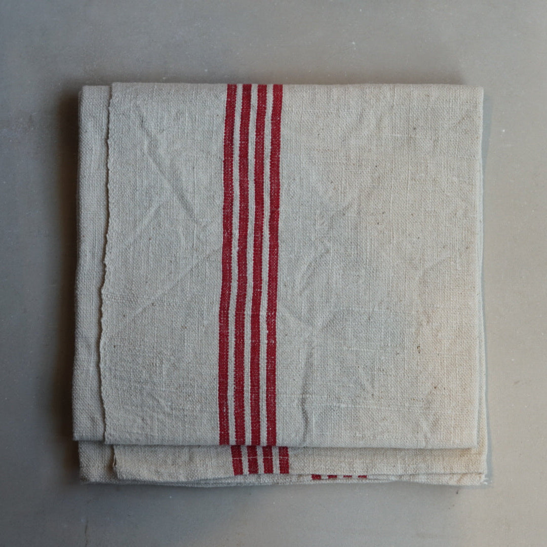 Set of 2 Striped Linen and Cotton Towels