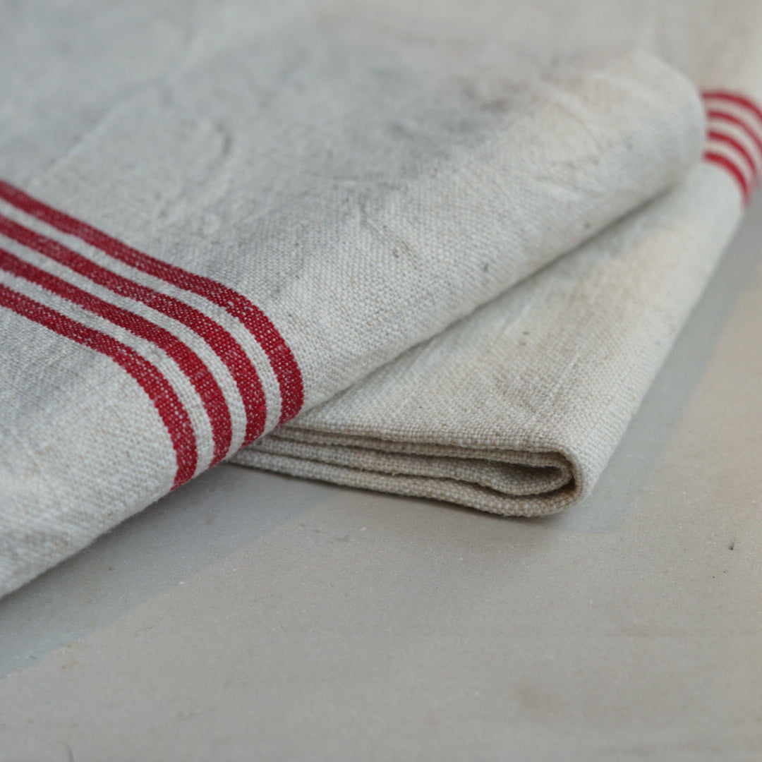 Set of 2 Striped Linen and Cotton Towels