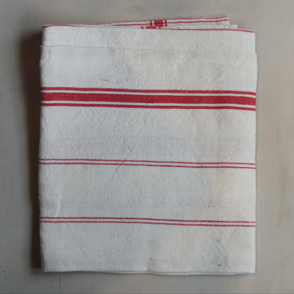 Set of 4 Vintage Red and White Striped Napkins