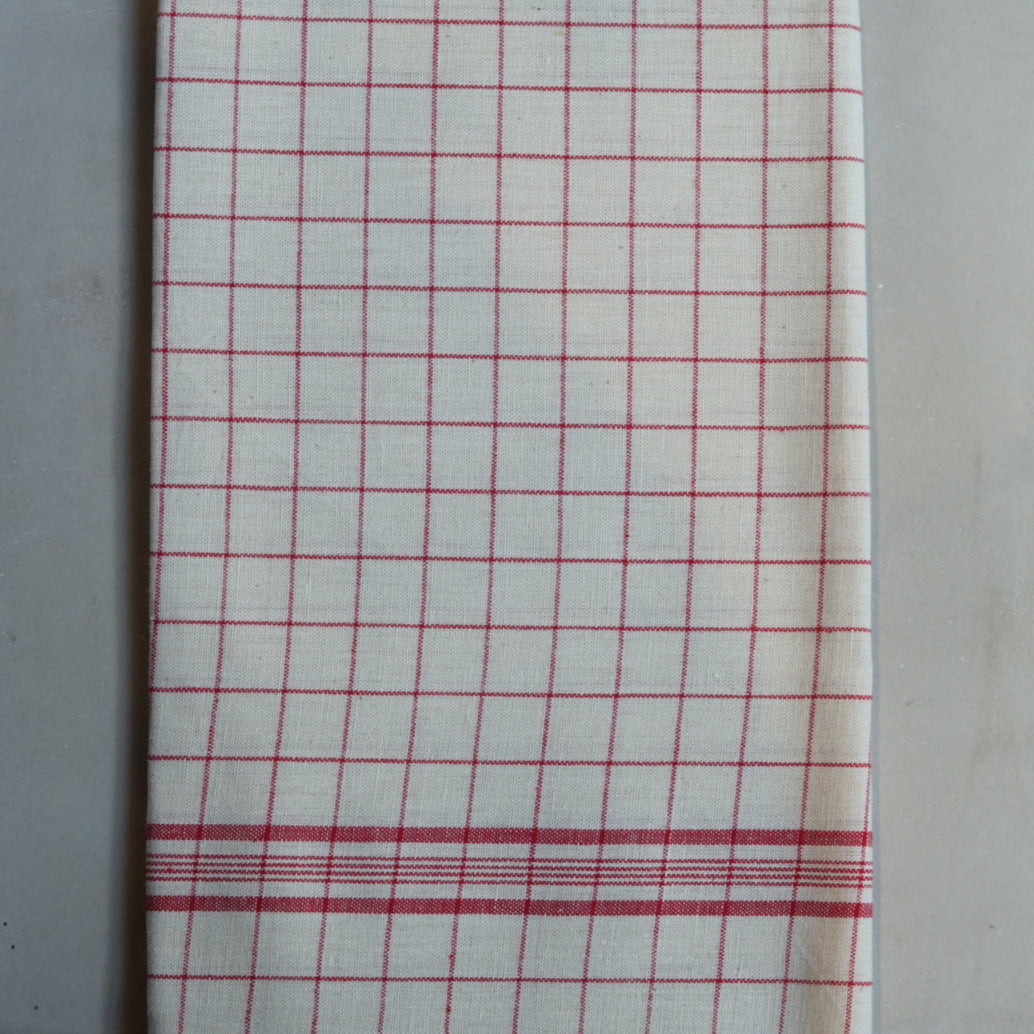 Set of 8 Red and White French Linen Towels