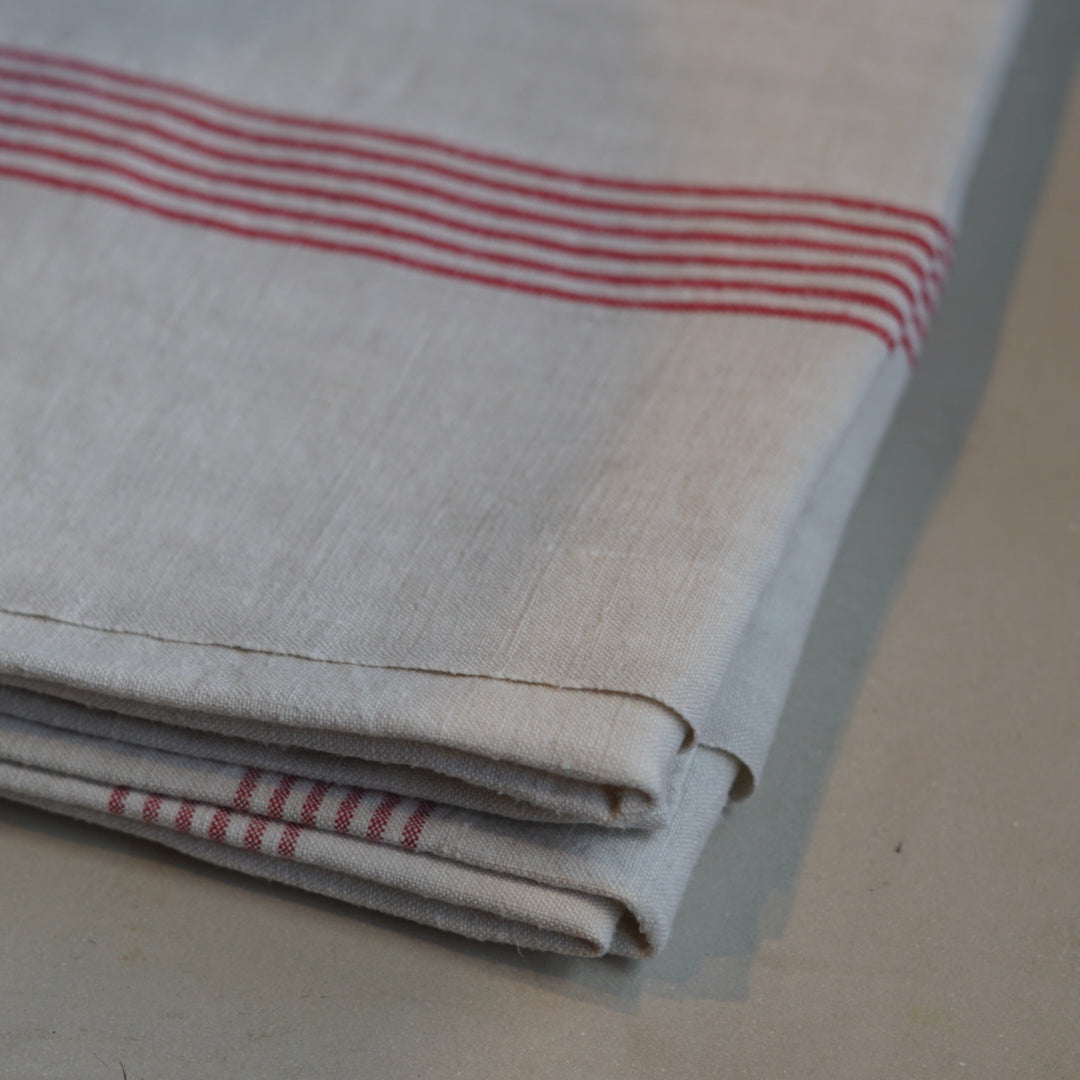 Set of 2 Heavy Linen "EA" Initialed Vintage French Towels