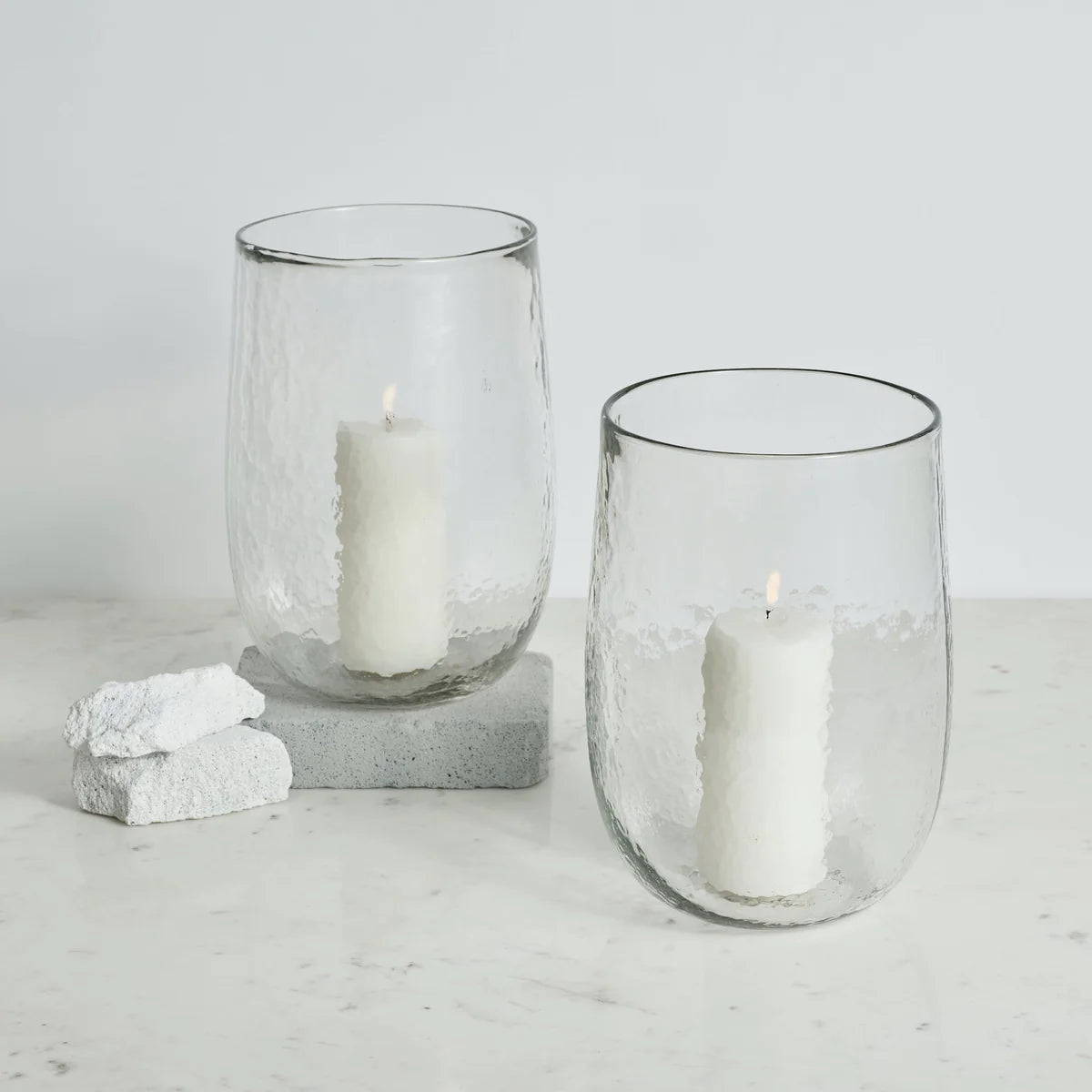 Pebbled Glass Hurricane Vase