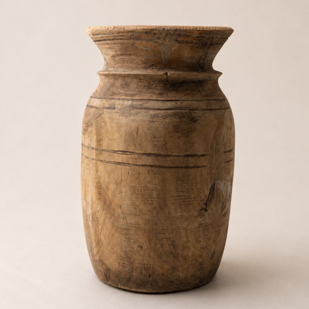 Medium Tobacco Vintage Wooden Pot