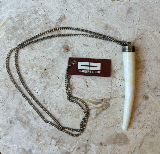 Pilsbury Tusk Sea Shell Pendant Necklace