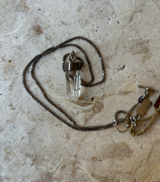 Clear Quartz Crystal Spear Necklace