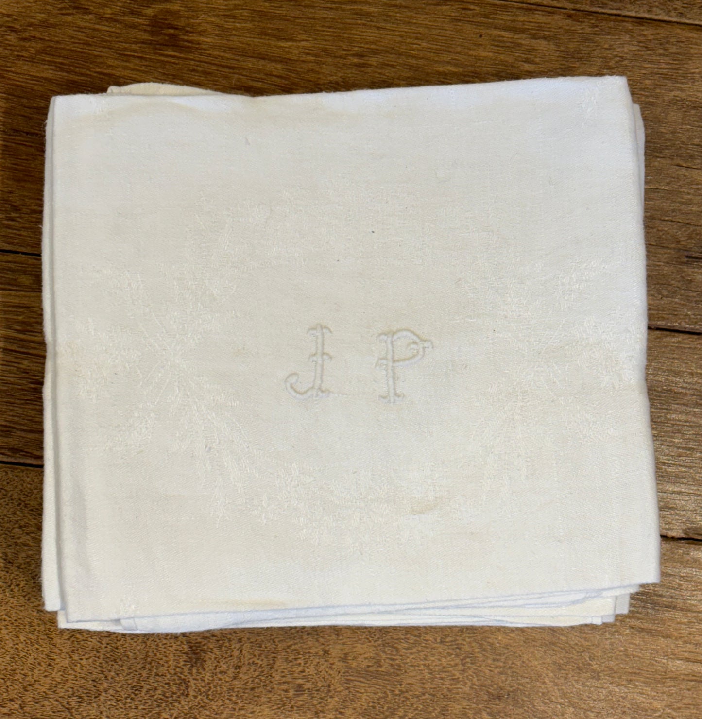 Set of 11 Large Linen "JP" Embroidered Napkins